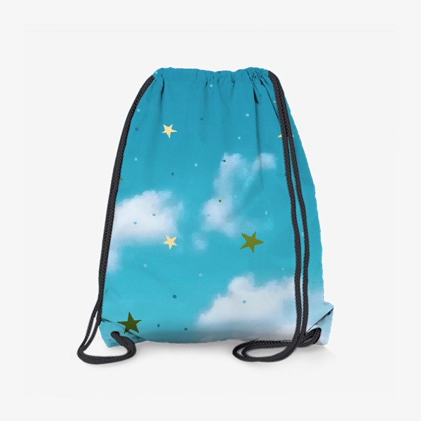 Рюкзак «летний зеленый пейзаж с лесом, холмом и голубым небом»