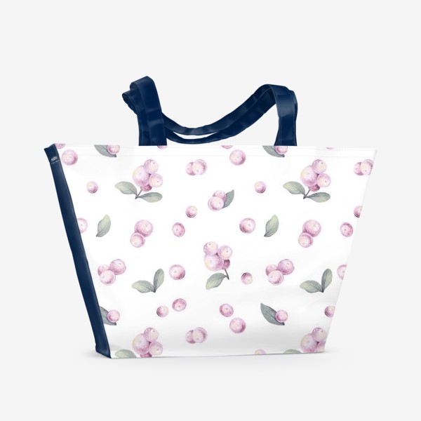Пляжная сумка &laquo;Акварельный нарисованный вручную фон с нежными иллюстрациями веточек снежноягодника. Розовые зимние ягоды. Флористика&raquo;