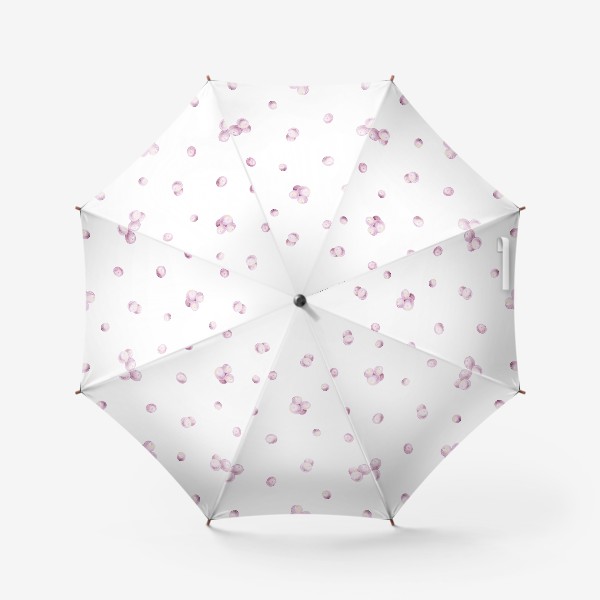 Зонт «Акварельный нарисованный вручную фон с нежными иллюстрациями веточек снежноягодника. Розовые зимние ягоды. Флористика»