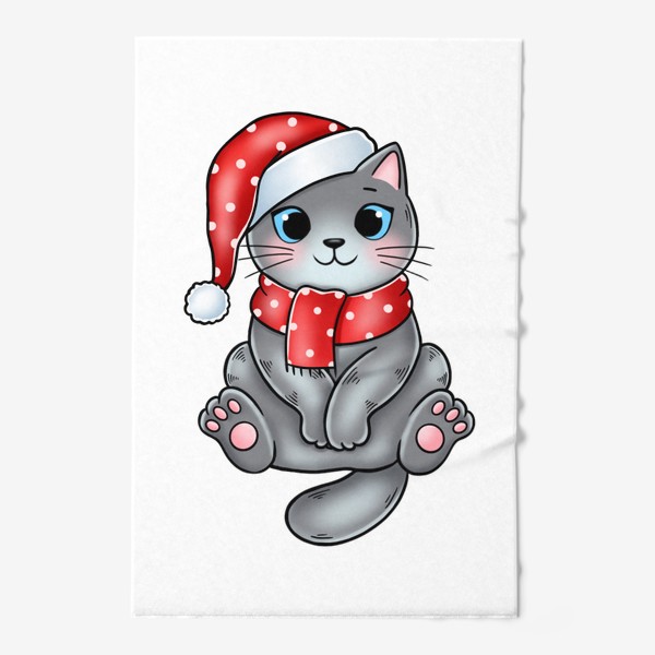 Полотенце «Котик новогодний »