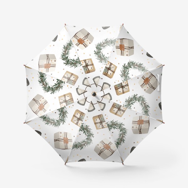 Зонт «Новогодние подарки, рождественские венки»