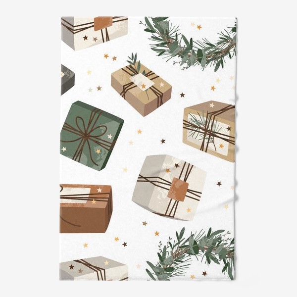 Полотенце «Новогодние подарки, рождественские венки»