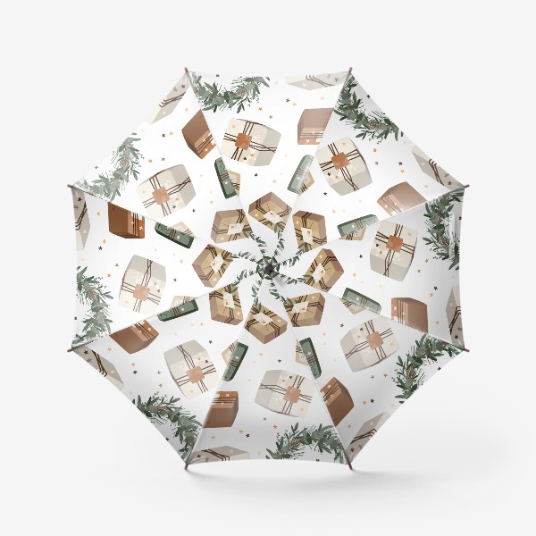 Зонт «Новогодние подарки, рождественские венки»