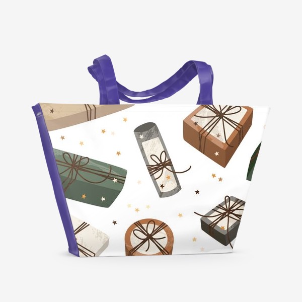 Пляжная сумка «Новогодние подарки, рождественские венки»