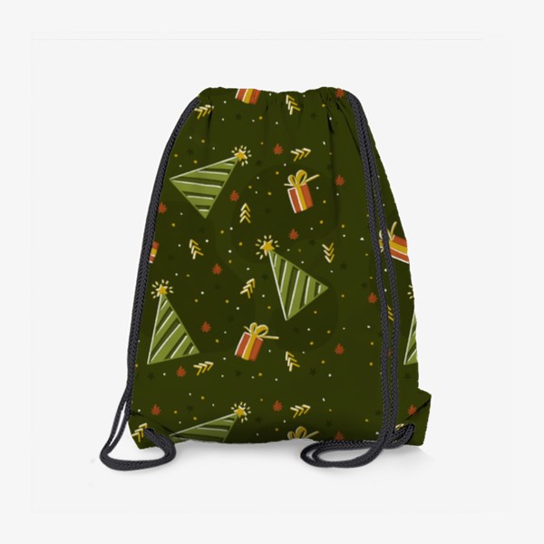 Рюкзак «Паттерн новогодний рождественский зелёный с елочками »