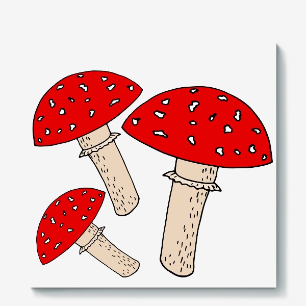 Холст «мухоморы. грибы красные, ядовитые и опасные»