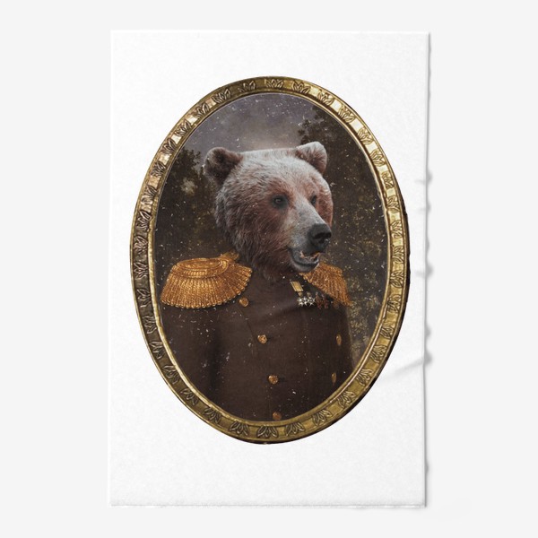 Полотенце «Медведь Генерал - Картина коллаж»