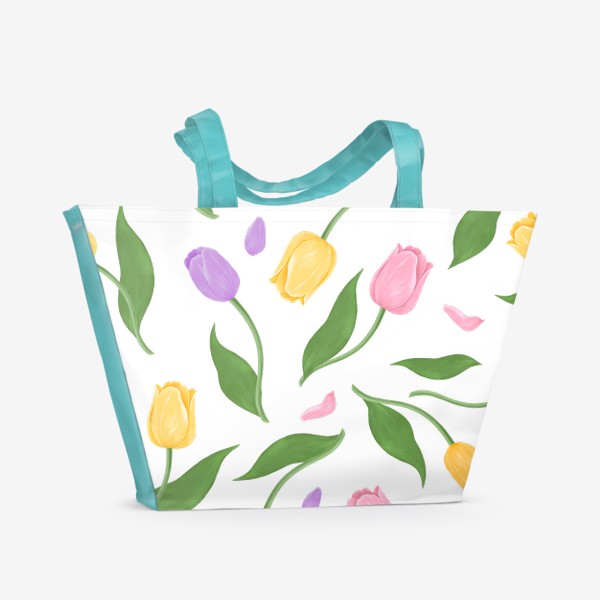 Пляжная сумка «Узор с тюльпанами»
