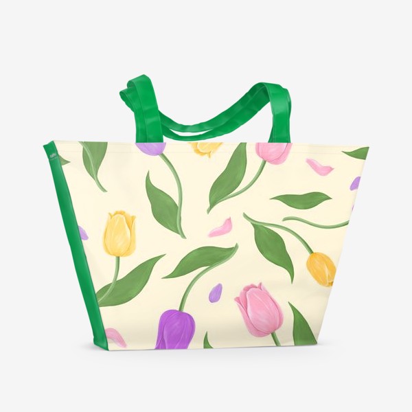 Пляжная сумка «Тюльпаны на бежевом»
