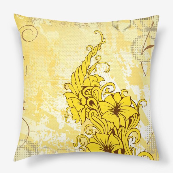 Подушка «Желтый гранж декор»