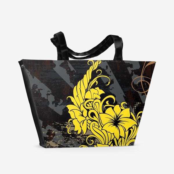 Пляжная сумка «Черно-желтый гранж декор»