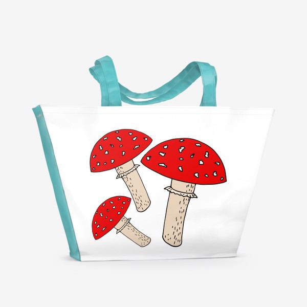 Пляжная сумка «мухоморы. грибы красные, ядовитые и опасные»