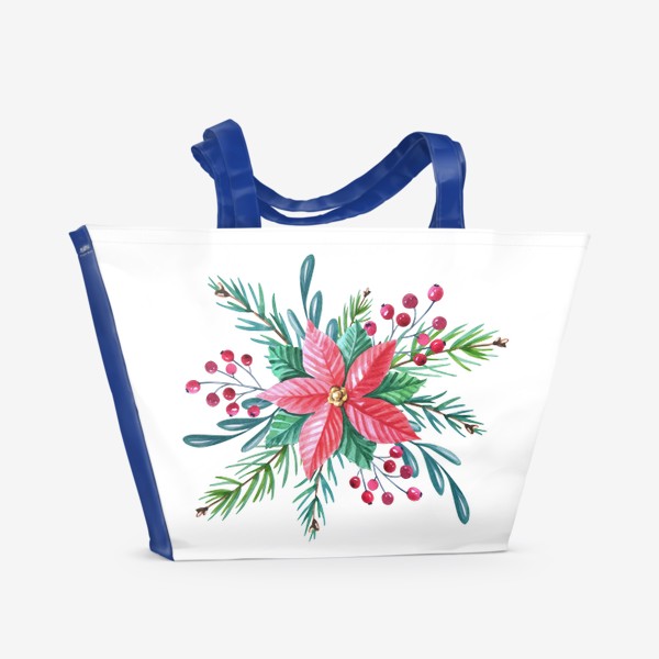 Пляжная сумка «Новогодняя композиция с пуансеттией»