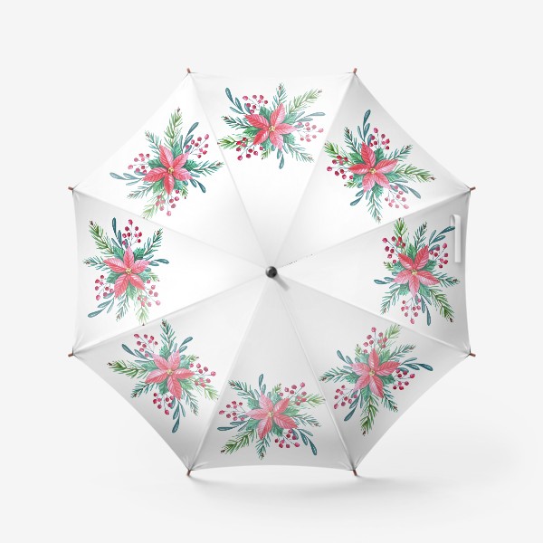 Зонт «Новогодняя композиция с пуансеттией»