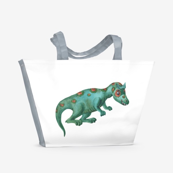 Пляжная сумка «Газозавр. Зеленый динозавр.»