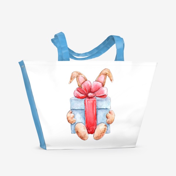 Пляжная сумка «Зайка с подарком, серия Ушастые, Новый год 2023»