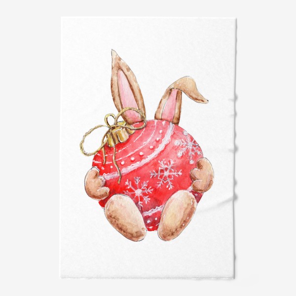 Полотенце «Кролик с шариком, серия Ушастые, Новый год 2023»
