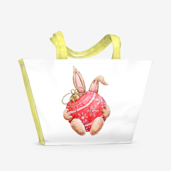 Пляжная сумка «Кролик с шариком, серия Ушастые, Новый год 2023»