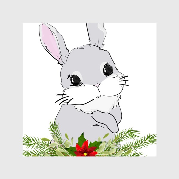 Шторы «Кролик в еловых веточках»