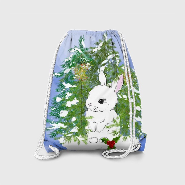 Рюкзак «Кролик среди заснеженных ёлок»