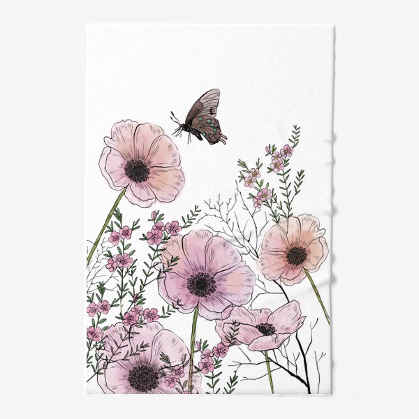 Полотенце «Цветы с бабочкой»