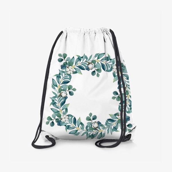 Рюкзак «Декоративный венок из веток омелы, эвкалипта и цветов хлопка»