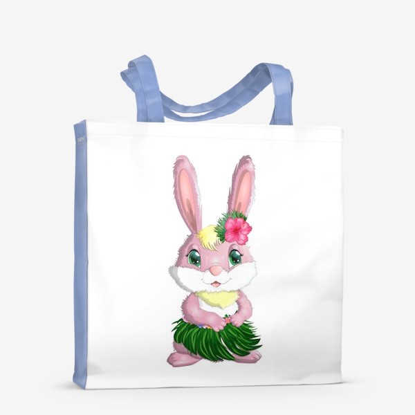 Сумка-шоппер «Символ 2023 Нового года, девочка кролик в наряде танцовщицы Хула. Гавайи, тропический новый год»