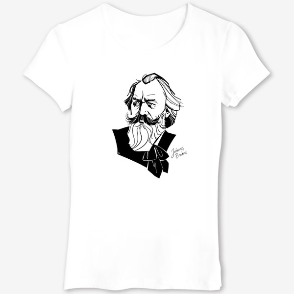 Футболка «Иоганнес Брамс, графический портрет композитора, черно-белый»