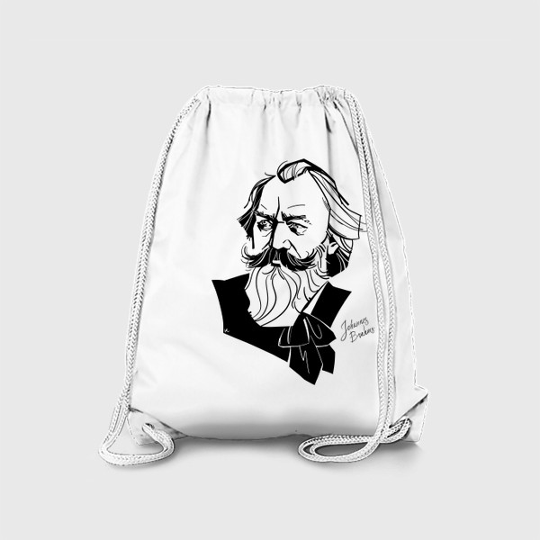 Рюкзак «Иоганнес Брамс, графический портрет композитора, черно-белый»