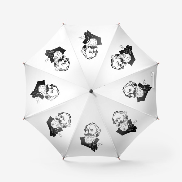 Зонт «Иоганнес Брамс, графический портрет композитора, черно-белый»