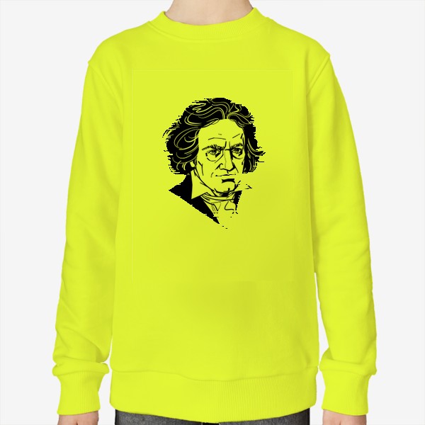 Свитшот «Людвиг ван Бетховен, графический портрет композитора, черно-белый»