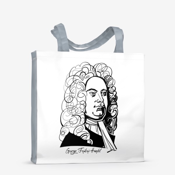Сумка-шоппер &laquo;Георг Фридрих Гендель, графический портрет композитора, черно-белый&raquo;