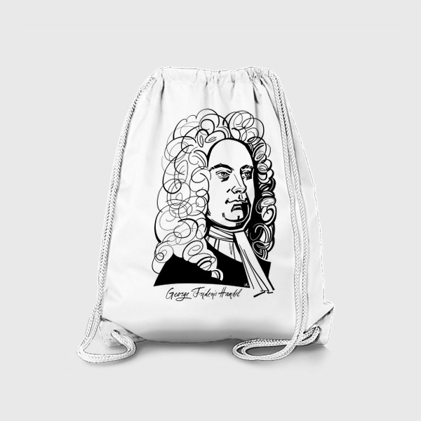 Рюкзак «Георг Фридрих Гендель, графический портрет композитора, черно-белый»