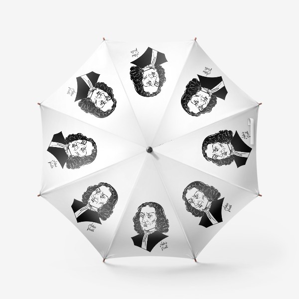 Зонт «Антонио Вивальди, графический портрет композитора, черно-белый»