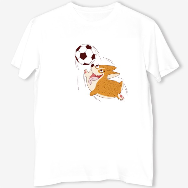 Футболка &laquo;Корги с футбольным мячем&raquo;