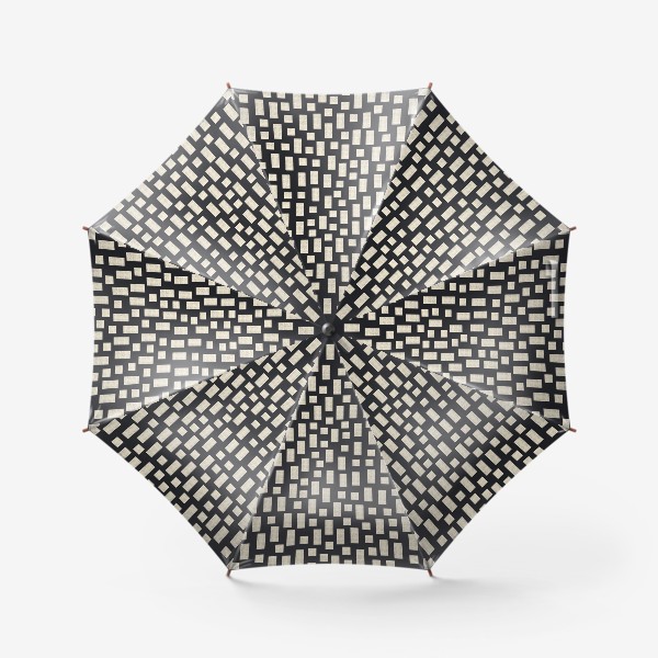 Зонт «Геометрический паттерн Белые Полосы. Прямоугольники, квадраты на чёрном фоне»
