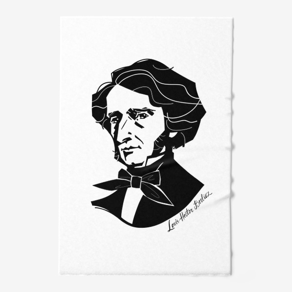Полотенце «Гектор Берлиоз, графический портрет композитора, черно-белый»