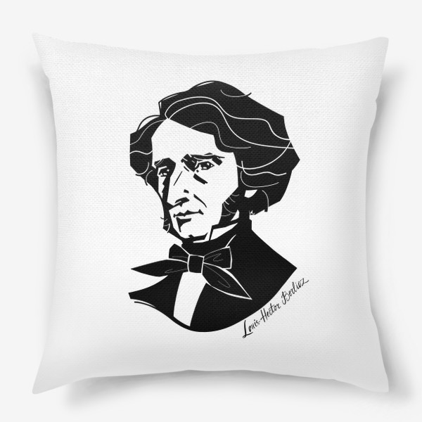 Подушка «Гектор Берлиоз, графический портрет композитора, черно-белый»