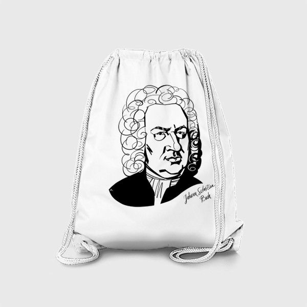 Рюкзак «Иоганн Себастьян Бах, графический портрет композитора, черно-белый»