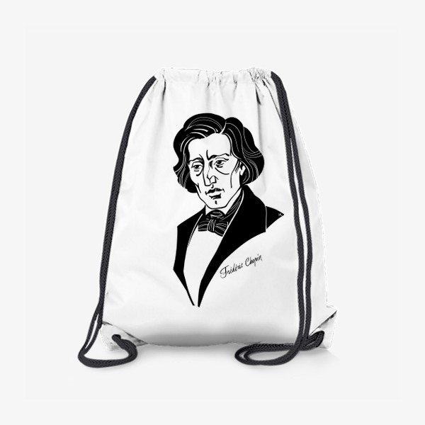 Рюкзак «Фридерик Шопен, графический портрет композитора, черно-белый»