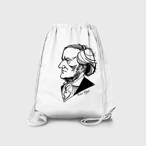 Рюкзак «Рихард Вагнер, графический портрет композитора, черно-белый»