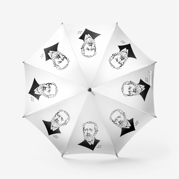 Зонт &laquo;Петр Чайковский, графический портрет композитора, черно-белый&raquo;