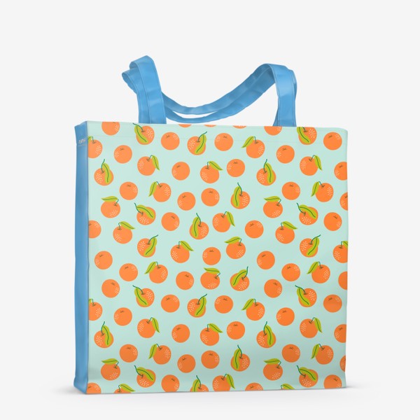 Сумка-шоппер «Паттерн с мандаринами на голубом фоне»
