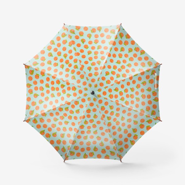 Зонт «Паттерн с мандаринами на голубом фоне»
