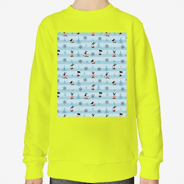 Свитшот «Кролики в свитерах на полосатом фоне»
