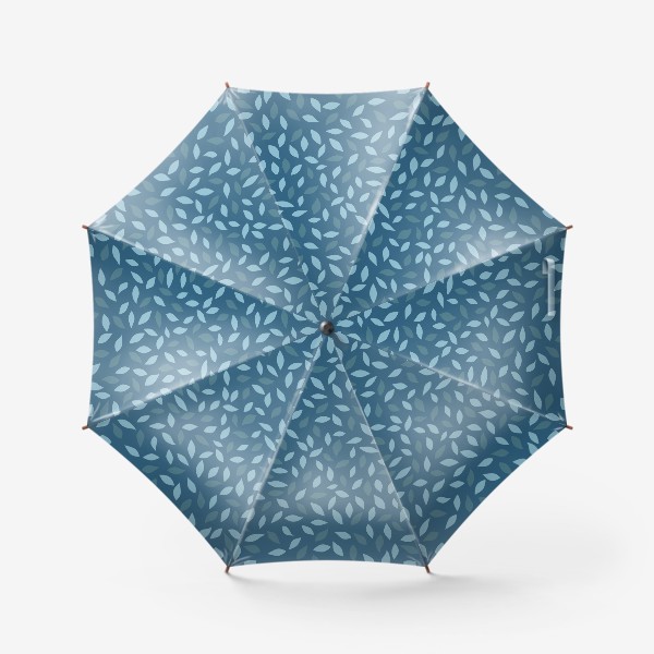 Зонт «Нежный принт весенние Листья. Бесшовный однотонный паттерн с синими и голубыми листьями»