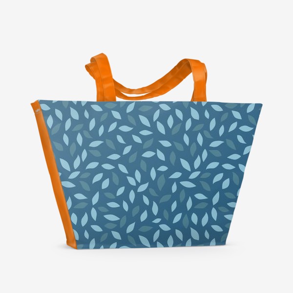 Пляжная сумка «Нежный принт весенние Листья. Бесшовный однотонный паттерн с синими и голубыми листьями»