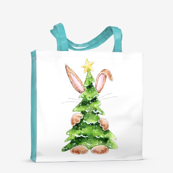 Сумка-шоппер «Кролик с елкой, серия Ушастые, Новый год 2023»
