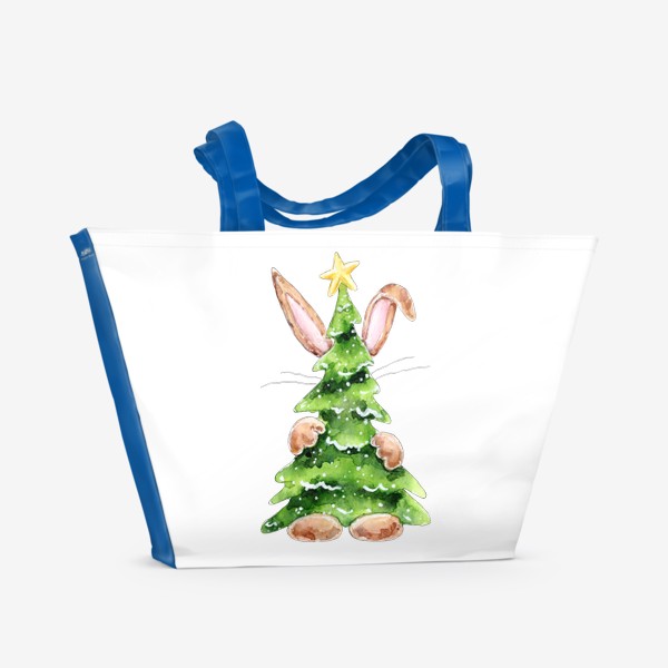 Пляжная сумка &laquo;Кролик с елкой, серия Ушастые, Новый год 2023&raquo;