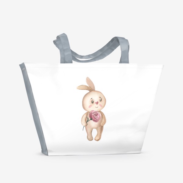 Пляжная сумка «Милый зайка с розой»